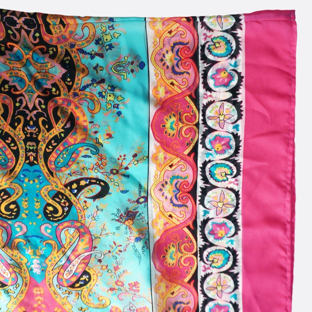 Lane Bryant Kaftan Top Turquoise Pink Plus 2X 3X Paisley Sheer Poncho Blouse - Picture 4 of 7